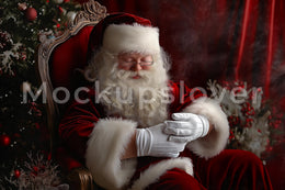 Santa Claus Holding Newborn Digital Backdrop, Christmas Photo Background, Xmas Holiday Baby Prop, Photoshop & Canva Template, Photo Editing