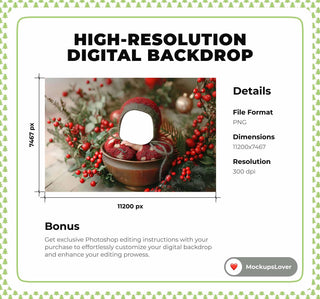 Newborn Christmas Digital Photography Background, Face Swap Overlay, Cozy Holiday Baby Photo Girl & Boy Prop, Photoshop Template