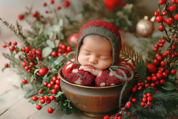 baby with christmas backdrop, cozy holiday scene, face swap overlay, newborn photo prop, photoshop template