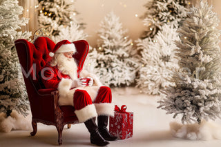 Santa Claus Digital Photo Background, Christmas Backdrop, Holiday Kids Portrait Prop, Winter Wonderland, Photoshop & Canva Template