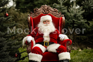 Christmas Santa Claus Digital Photography Background, Holiday Backdrop, Fantasy Forest, Winter Wonderland, Xmas Baby Prop Photoshop Template