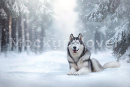 Winter Wonderland Creatures Digital Photography Background, Winter Wolf, Fantasy Forest, Christmas Holiday Kids Backdrop, Photoshop Template