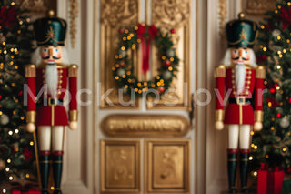 Christmas Nutcracker Digital Photography Background, Giant Nutcracker Backdrop, Festive Holiday Kid Studio Prop, Photoshop Template, Vintage