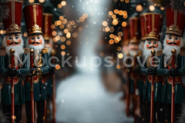 Christmas Digital Backdrop, Giant Nutcracker Photo Background, Holiday Kids Portrait Prop, Winter Wonderland, Photoshop & Canva Template