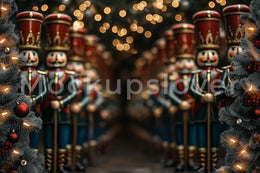 Christmas Giant Nutcracker Digital Backdrop, Winter Wonderland Photo Background, Holiday Kids Portrait Prop, Photoshop & Canva Template