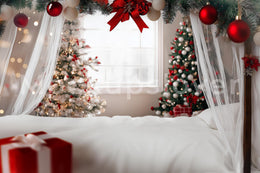 Cozy Christmas Holiday Digital Photography Background, Xmas Kids Portrait Photo Prop, White Studio Backdrop, Photoshop Template