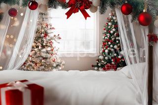 Cozy Christmas Holiday Digital Photography Background, Xmas Kids Portrait Photo Prop, White Studio Backdrop, Photoshop Template
