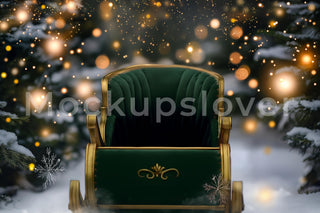 Christmas Digital Photography Background, Santa Sleigh, Winter Wonderland, Holiday Backdrop, Fantasy Forest Kids Prop, Photoshop Template