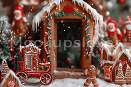 Christmas Cookies Digital Backdrop, Gingerbread House Photo Background, Holiday Kids Prop, Photoshop & Canva Template, Photo Editing