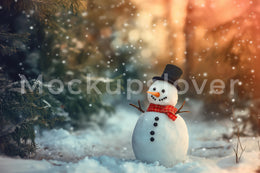 Snowman Christmas Digital Photography Background, Holiday Backdrop, Xmas Children Prop, Winter Wonderland, Photoshop Template