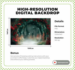 Christmas Arch Digital Photography Background, Holiday Backdrop, Winter Wonderland, Children Photo Prop, Photoshop Creative Template