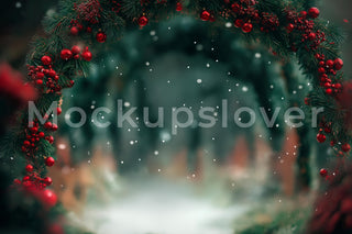 Christmas Arch Digital Photography Background, Holiday Backdrop, Winter Wonderland, Children Photo Prop, Photoshop Creative Template