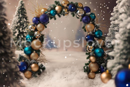 Christmas Arch Digital Backdrop, Studio Photo Background, Holiday Kids Portrait Prop, Winter Wonderland, Photoshop & Canva Template
