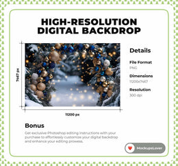Christmas Arch Digital Photography Background, Winter Wonderland Backdrop, Children Holiday Portrait Photo Prop, Photoshop Template