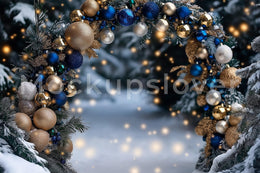 Christmas Arch Digital Photography Background, Winter Wonderland Backdrop, Children Holiday Portrait Photo Prop, Photoshop Template