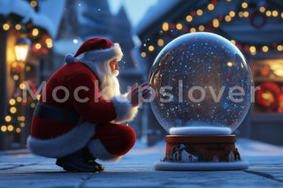 Santa's Snow Globe Magic Christmas Digital Background, Xmas Backdrop, Children Photography Composite, Holiday Prop, Photoshop Template