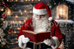 Christmas Santa Claus Digital Photography Background, Holiday Winter Village Backdrop, Children Portrait Prop, Xmas Photoshop Template