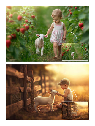 Summer Farm Animals Digital Background Bundle, Rustic Holiday Photography Backdrop, Pig, Duck, Cow, Hen, Horse, Bunnies, Instant Download