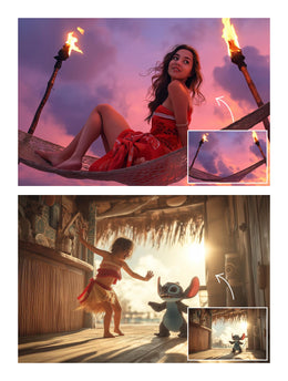 Ohana-Inspired Digital Background Bundle, Tropical Backdrop, Digital Photography, Photoshop Action, Children Photography, Creative Composite