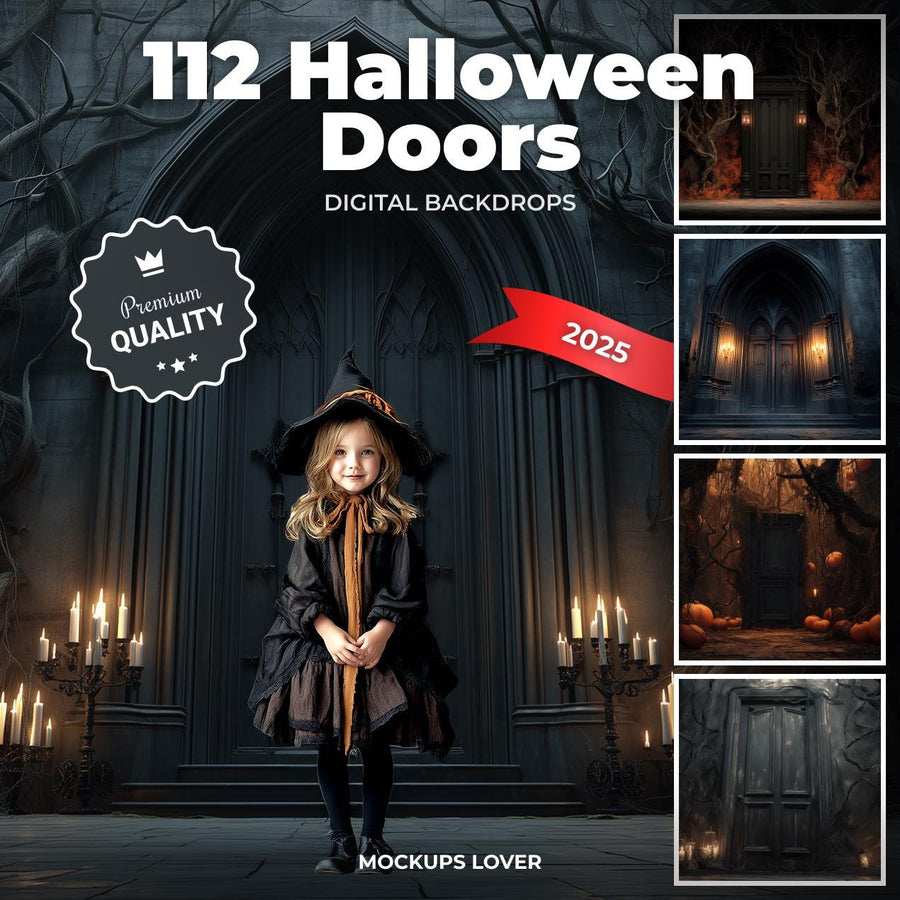 scene of spooky gothic doors for halloween, perfect as a cover image for digital sets