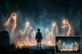 Halloween Ghosts Background Digital Bundle, Spooky Forest Backdrop, Gothic Forest, Outdoor, Photography Creative Composite, Printable Set