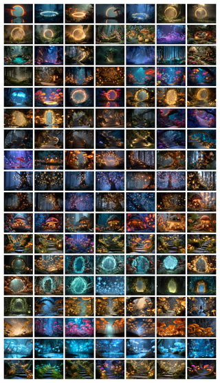 377 Fantasy Forest Digital Background Bundle, Woodland, Forest Arches, Mushrooms, Photoshop Backdrop, Photo Editing, Editable Template