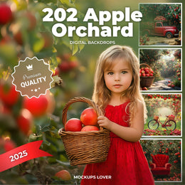 scene of an apple orchard with ripe apples on trees, ideal for autumn photo shoots and creative projects