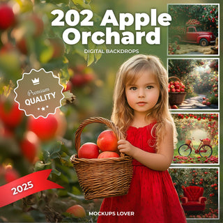scene of an apple orchard with ripe apples on trees, ideal for autumn photo shoots and creative projects