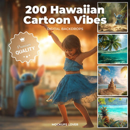 scene of a tropical beach with vibrant colors, featuring a digital backdrop for creative photography, designed as a bundle