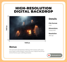 Halloween Ghosts Background Digital Bundle, Spooky Forest Backdrop, Gothic Forest, Outdoor, Photography Creative Composite, Printable Set