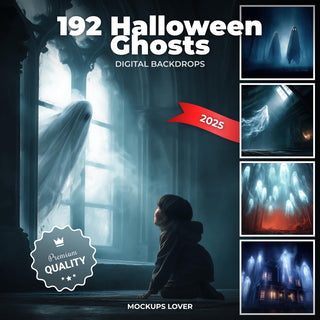 spooky ghosts scene with gothic forest backdrop, perfect for halloween photography and decorations