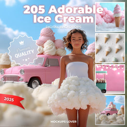 ice cream cart with summer holiday decorations for digital photography backdrop