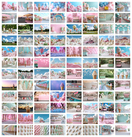Ice Cream Digital Background Bundle, Summer Holiday Backdrop, Photography Creative Composite, Photo Editing, Kids Prop, Photoshop Action