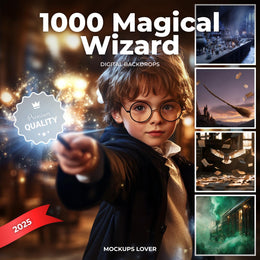 digital wizard school background with potter and white owl in library for kids photography