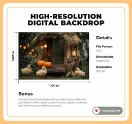 Fall Digital Background, Farm Animal Backdrop, Duck, Autumn Kids Photo Prop, Photoshop Action, Photography Creative Composite, Photo Editing