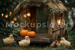 Fall Digital Background, Farm Animal Backdrop, Duck, Autumn Kids Photo Prop, Photoshop Action, Photography Creative Composite, Photo Editing