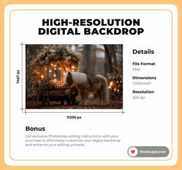 Fall Farm Digital Background, Autumn Backdrop, Kids Photo Prop, Horse, Photoshop Template, Photography Creative Composite, Photo Editing