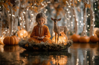 digital backdrop featuring pumpkins and autumn scenery, perfect for photo editing and creative compositions
