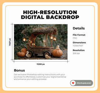 Fall Digital Background, Autumn Farm Backdrop, Ducks, Kids Prop, Photoshop Template, Photography Creative Composite, Pumpkins, Photo Editing