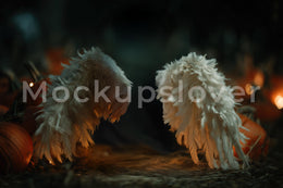 Fall Digital Background, Autumn Backdrop, Angel Wings, Kids Prop, Photoshop Template, Kids Creative Composite, Pumpkins, Photo Editing