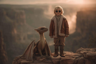 dinosaur scene with prehistoric landscape background and creative props