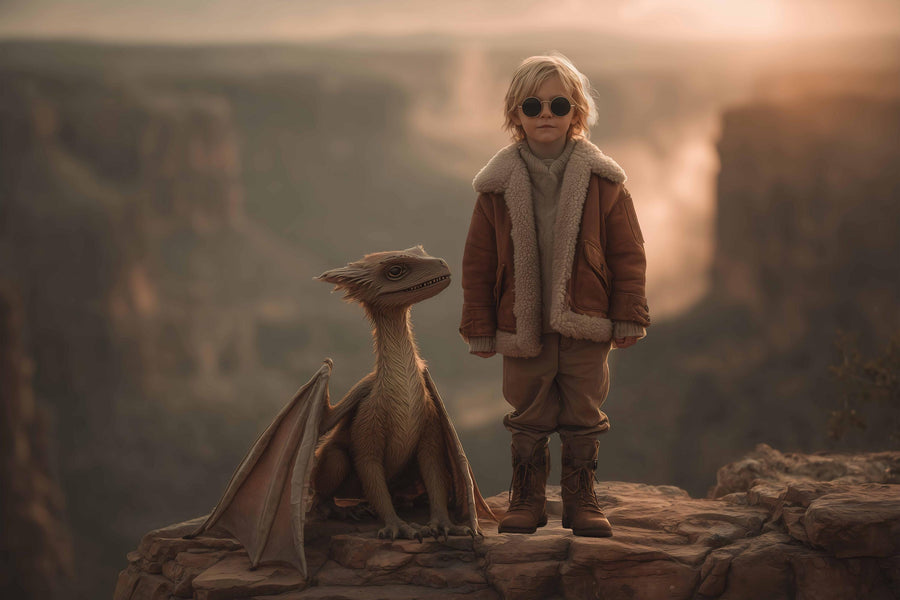 dinosaur scene with prehistoric landscape background and creative props