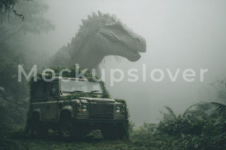 T-Rex Dinosaur Jungle Digital Background, Jurassic Backdrop, Jeep, Creative Composite, Kids Prop, Photoshop Template, Extended Commercial