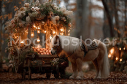 Fall Farm Digital Background, Autumn Backdrop, Kids Photo Prop, Horse, Photoshop Template, Photography Creative Composite, Photo Editing