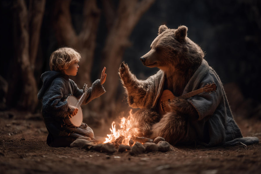 digital background featuring a fantasy forest with animals, suitable for kids' photo shoots and creative compositions