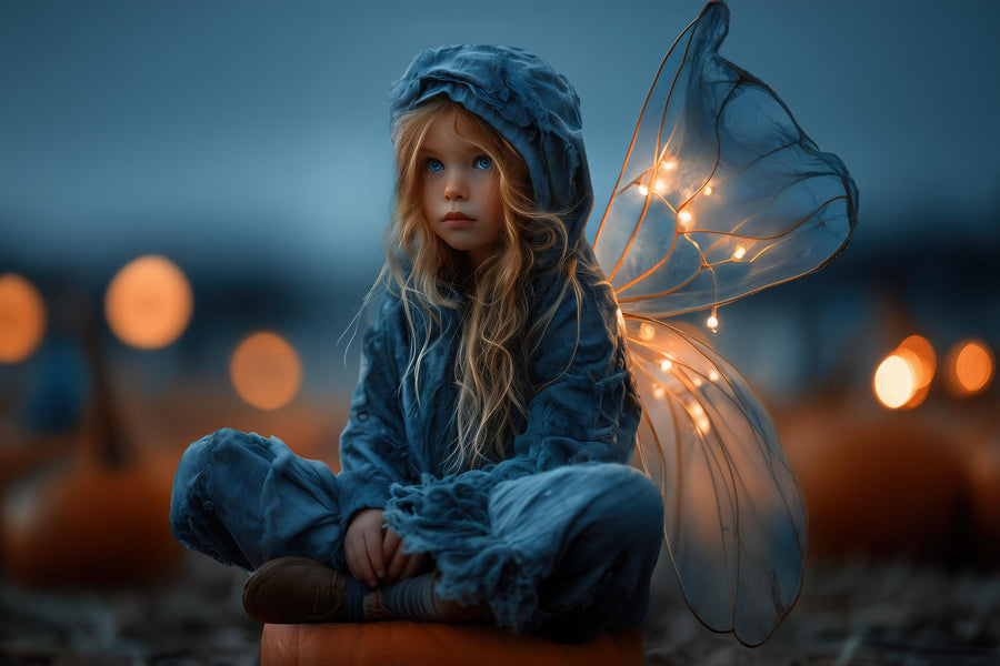 fairy baby scene with floral, clouds, and dreamy background and creative overlays