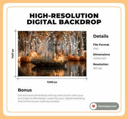 Fall Fantasy Digital Background, Autumn Backdrop, Kids Prop, Photoshop Template, Photography Creative Composite, Pumpkins, Photo Editing