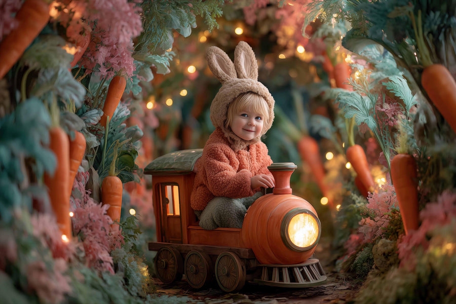 fantasy carrot forest scene with autumn harvest, perfect for holiday and outdoor photo shoots
