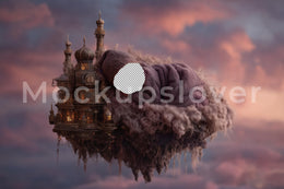 Fantasy Floating Castle Newborn Digital Photography Background, Face Swap, Fairy Baby Overlay, Sky Backdrop, Baby Prop, Photoshop Composite