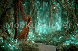 Fantasy Forest Digital Background, Magic Harp, Fairy Backdrop, Kids Prop, Photography Creative Composite, Photoshop Template, Photo Editing